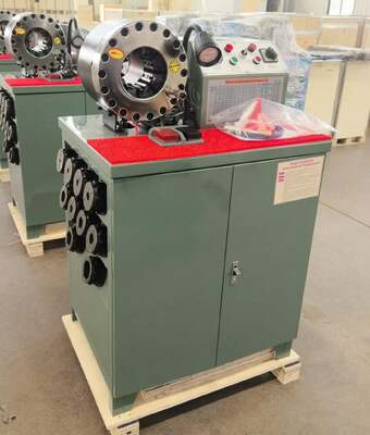 قیمت خوب دستگاه چین دار شیلنگ لاستیکی 2 اینچ 600T مدل بالاتر رنگ سبز ولتاژ 220v/380v با برد 6-51 میلی متر و 10 قالب قابل تعویض آنلاین