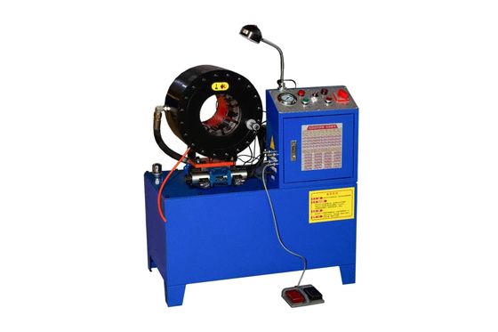 قیمت خوب دستگاه پرس شیلنگ آبی رنگ دقیق DX68 با 10 قالب و 2 اینچ از 6 تا 51 میلی‌متر ±0.01 میلی‌متر، نیروی پرس 600T، پرس شیلنگ هیدرولیک 245 کیلوگرمی آنلاین