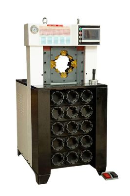 دستگاه پرس شیلنگ AC با ضخامت فوق العاده 3 اینچ با 15 قالب 6-76 میلی متر، رنگ مشکی، با ابزارهای قالب‌گیری با تعویض سریع، نیروی پرس سریعتر 650T، پرس شیلنگ هیدرولیک