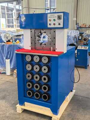 قیمت خوب دستگاه پرس شیلنگ هیدرولیک با دکمه آبی با محدوده پرس 6-76 میلی‌متر و دهانه باز 165 میلی‌متری آنلاین