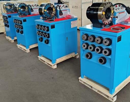 دستگاه چین دار شلنگ لاستیکی نیروی چین دار 2 اینچی مدل 600T با برد 6-51 میلی متر و 10 قالب قابل تعویض برای شلنگ شلنگ هیدرولیک