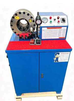قیمت خوب دستگاه چین دار شیلنگ لاستیکی 2 اینچ 600T 31.5Mpa مدل بالاتر آبی رنگ ولتاژ 220v/380v با محدوده چین خوردگی 6-51mm و 10 قالب قابل تعویض آنلاین