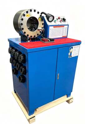 قیمت خوب دستگاه چین دار خرطومی شیلنگ لاستیکی 2 اینچ 600T 31.5Mpa مدل بالاتر آبی رنگ دکمه کنترل سیستم ولتاژ 220v/240v/380v/415v با محدوده چین خوردگی 6-51mm و 10 قالب قابل تعویض آنلاین